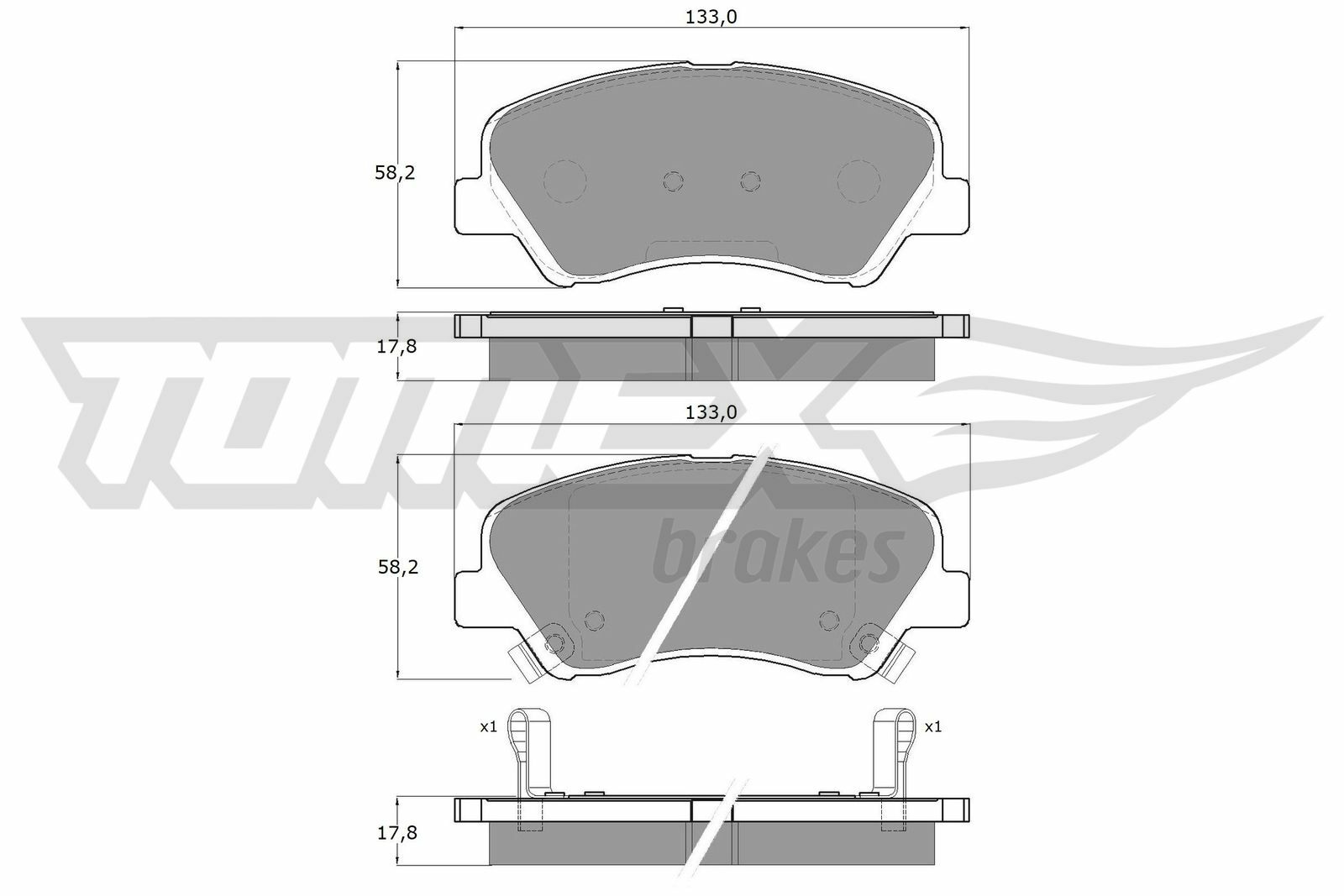 Sada brzdových destiček, kotoučová brzda TOMEX Brakes